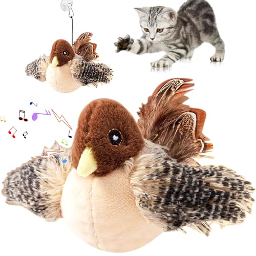 Interaktives Katzenspielzeug,Simulierter zwitschernder Vogel,Zwitschernder Vogel Katzen spielzeug Simulationsvogel Vogelspielzeug Katzen Lustige Quietsch-Katzenspielzeug vogelspielzeug für katze Hunde von Booaee