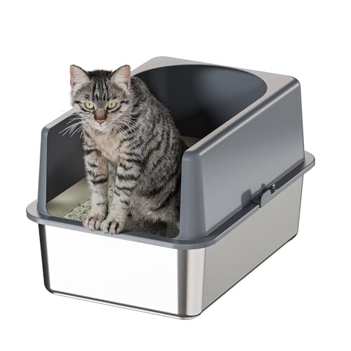 Booche Hochseitige Edelstahl-Katzentoilette, Edelstahl-Katzentoilette mit Deckel, extra mittelgroße Box, leicht zu reinigende Metalltoilette für Katzen (50,8 cm L x 35,6 cm B x 30,5 cm H mit Gehäuse) Booche Hochseitige Edelstahl-Katzentoilette, Edelstahl-Katzentoilette mit Deckel, extra mittelgroße Box, leicht zu reinigende Metalltoilette für Katzen (50,8 cm L x 35,6 cm B x 30,5 cm H mit Gehäuse) von Booche