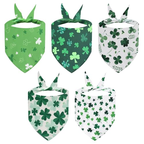 Boodtag Bandana für Hunde, niedliches Blumen-Blättermuster, waschbar, Dreieck, Haustier-Kleeblatt-Lätzchen, Schal, weich, für kleine, mittelgroße und große Welpen, Halstuch für St. Patrick's Day Boodtag Bandana für Hunde, niedliches Blumen-Blättermuster, waschbar, Dreieck, Haustier-Kleeblatt-Lätzchen, Schal, weich, für kleine, mittelgroße und große Welpen, Halstuch für St. Patrick's Day von Boodtag