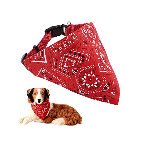 Boodtag Haustierhalstuch Hundebandana Hundehalsband in Größe S,M,L Rot,Blau,Schwarz (L, rot) von Boodtag