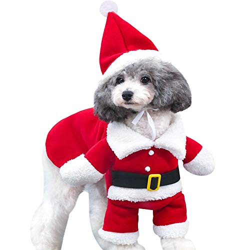 Boodtag Hund Pullover Weihnachten Winter Warme Fleece Haustier Hoodie Mantel Weihnachtsmann Cosplay Kostüme Hundejacke Weihnachtskleidung Hundekleidungs von Boodtag