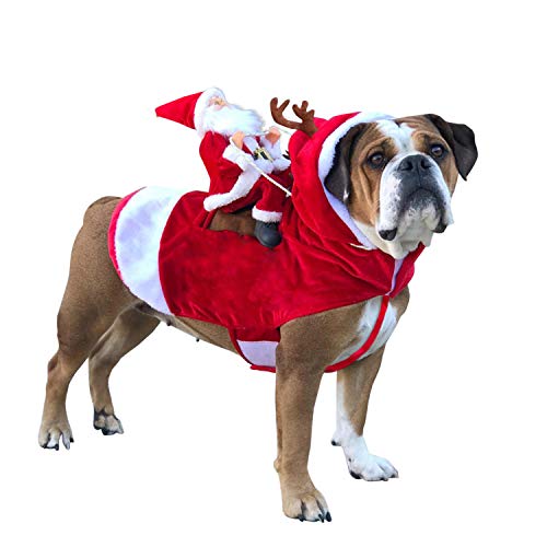 Boodtag Hundepullover Weihnachten Kostüm Winter Warme Sweatshirts Haustier Kleidung für Hunde Rot Niedlich Weihnachtsmann Figur Winter Warm Jacke mit Kapuze (Weihnachtsmann, M) von Boodtag