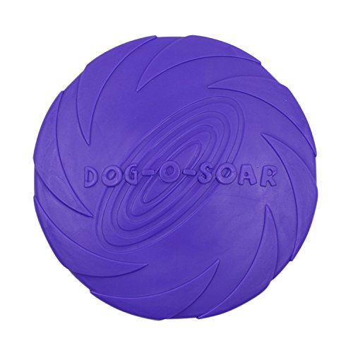 Boodtag Hundespielzeug Frisbee Weiches Gummi Haustier Training Kauspielzeug für Land und Wasser 18cm, Rosa,Violett,Grün und Orange von Boodtag