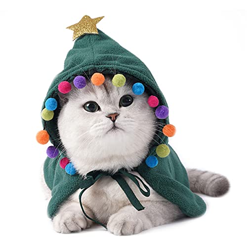 Boodtag Weihnachtskostüm für Katzen und Hunde – Weihnachts-Umhang für kleine, mittelgroße Haustiere, 1,5–7 kg (groß, grün) von Boodtag