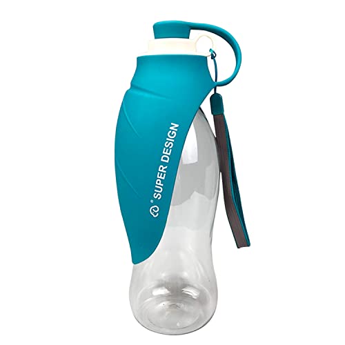 Tragbare Hunde-Wasserflasche – 580 ml, faltbarer Hundespender, auslaufsicher, mit Trinkbecher für Spaziergänge im Freien (blau) von Boodtag