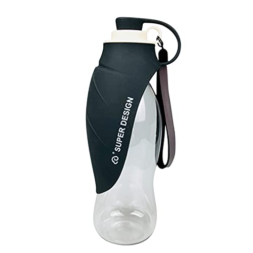 Tragbare Hunde-Wasserflasche – 580 ml, faltbarer Hundespender, auslaufsicher, mit Trinkbecher für Spaziergänge im Freien (grau) von Boodtag