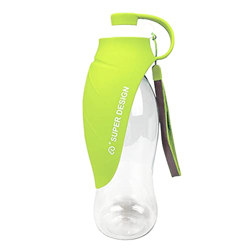 Tragbare Hunde-Wasserflasche – 580 ml, faltbarer Hundespender, auslaufsicher, mit Trinkbecher für Spaziergänge im Freien (grün) von Boodtag