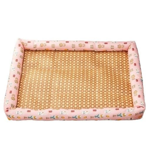 BooeDareno Haustier-Sommermatte, kühlendes Sofa, atmungsaktiv, feuchtigkeitsbeständig, Rattan-Katzenmatte (rosa Kaninchen, L) von BooeDareno
