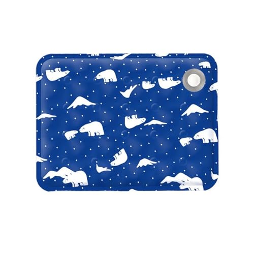 BooeDareno Kühlmatte für Katzen und Hunde, für den Sommer, atmungsaktiv, bequem, Eisseide, mit Wasser gewaschen, tragbares Hundehaus für Sofa, Boden (blauer Eisbär, 40 x 50 cm für 4–10 kg) von BooeDareno