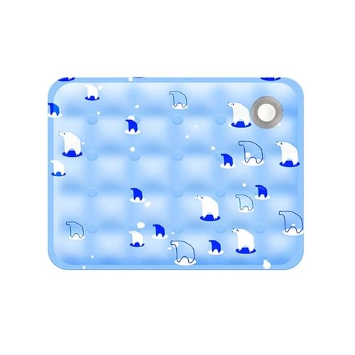 BooeDareno Kühlmatte für Katzen und Hunde, für den Sommer, atmungsaktiv, bequem, Eisseide, wassergewaschen, tragbar, Hundehütte für Sofa, Boden (himmelblauer Eisbär, 30 x 40 cm für 0–2,5 kg) von BooeDareno