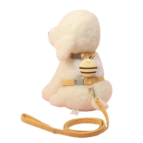 DCNIYT Ausbruchsicheres Katzengeschirr und Leine, Set, verstellbares Netz-Hundegeschirr, Weste, Welpen, Haustier, Spazierengehen, Leine, kleine Hunde, Katzen, Kätzchen (Gelb, M) von BooeDareno