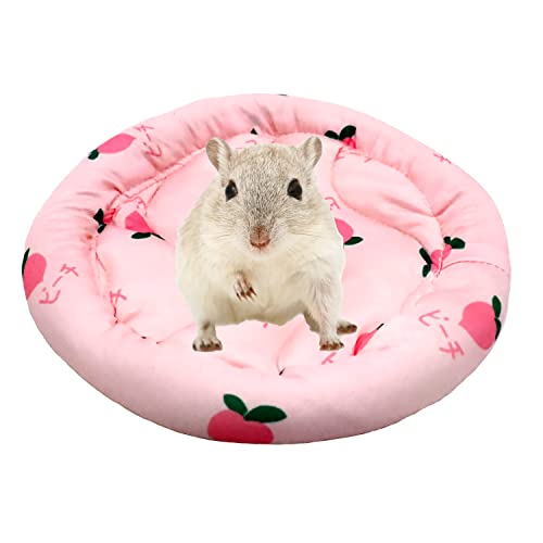 1 Stück rundes Sommer-Hamsterbett, kühlend, bequeme Schlafmatte, Kissen für Hamster/Igel/Eichhörnchen/Mäuse/Ratten/Eichhörnchen/Meerschweinchen und andere Kleintiere – rosa Kirsche von Booge