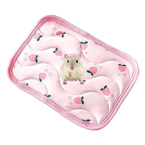 1 x rechteckiges Sommer-Hamsterbett, kühlend, bequeme Schlafmatte, Kissen für Hamster/Igel/Eichhörnchen/Mäuse/Ratten/Eichhörnchen/Meerschweinchen und andere Kleintiere – Rosa Kirsche von Booge