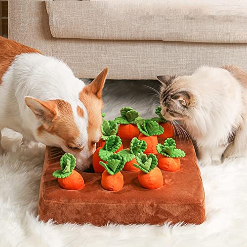 Bookwarm Karotten Hundespielzeug, Karottenfarm Hundespielzeug Hundekauspielzeug Mit 6/12 Plüschkarotte, Plüsch Trainingsspielzeug Für Haustiere, Für Kleine, Intelligenzspielzeug von Bookwarm