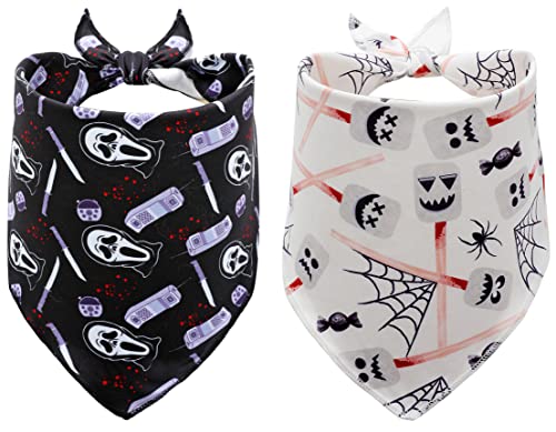 2 Stück Halloween Hundehalstuch, Dreieck Lätzchen Schal für Kleine Mittel Große Hunde Junge Mädchen Katzentuch von BoomBone