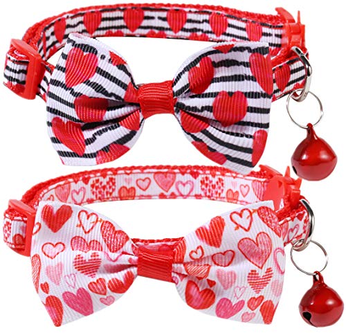 BoomBone 2 Stück Valentinshals-Katzenhalsbänder mit Glöckchen von BoomBone