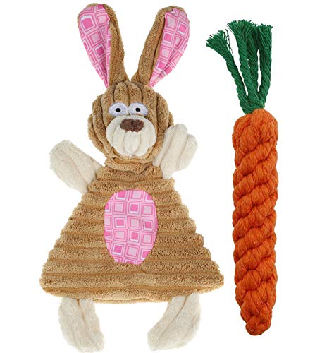 BoomBone Oster-Hundespielzeug für kleine Hunde, 2er-Pack, Karotten-Hundespielzeug und Hasen-Knisterwelpen-Spielzeug von BoomBone