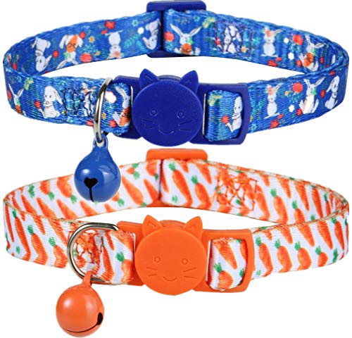 BoomBone Oster-Katzenhalsband, 2 Stück, Frühlings-Kätzchen-Halsbänder mit Glöckchen von BoomBone