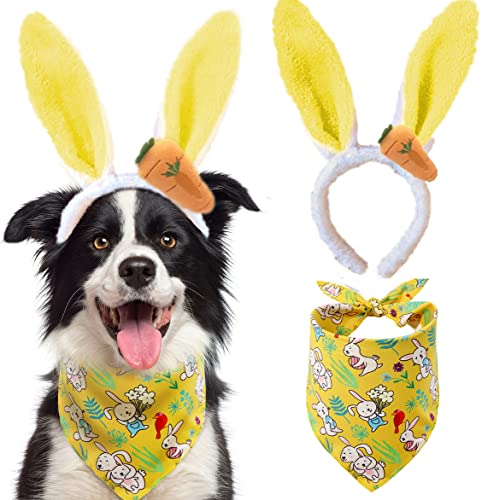 Hunde-Oster-Outfit, Hundehasenohren und Oster-Hundehalstuch für kleine, mittelgroße und große Hunde von BoomBone