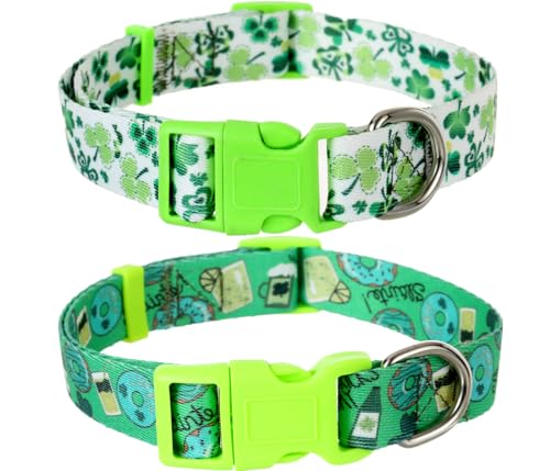 St Patricks Day Hundehalsband, Kleeblatt, Grün, für große Hunde, 2 Stück von BoomBone