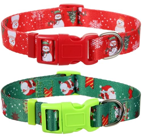 Weihnachts-Hundehalsband für große Hunde, 2 Stück, Winter-Hundehalsband, niedlicher Schneemann und Weihnachtsmann, Hundehalsbänder für Jungen, Mädchen, Hunde Weihnachts-Hundehalsband für große Hunde, 2 Stück, Winter-Hundehalsband, niedlicher Schneemann und Weihnachtsmann, Hundehalsbänder für Jungen, Mädchen, Hunde von BoomBone