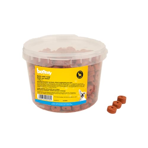 Boomy - Rolls mit Rind – Weiche Hundesnacks zum Training oder zwischendurch – Hundebonbons im wiederverschließbaren Eimer - Kaurollen - 1,8kg Boomy - Rolls mit Rind – Weiche Hundesnacks zum Training oder zwischendurch – Hundebonbons im wiederverschließbaren Eimer - Kaurollen - 1,8kg von Boomy