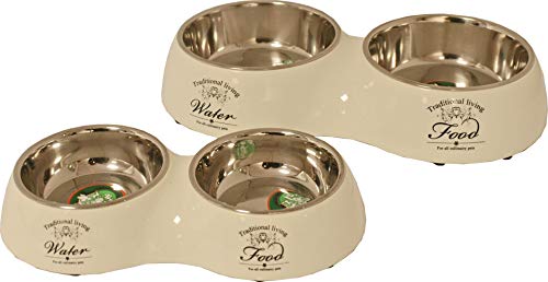 Boon Honden voerbak dubbel Water en voer - beige - 27 cm. von Boon