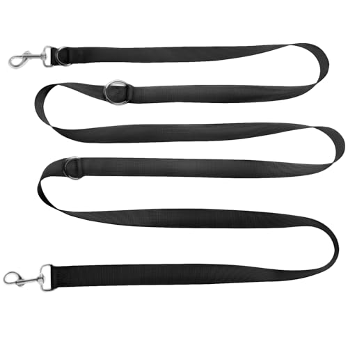 Hundeleine 2.5m Verstellbare Doppelleine - Leichte Schleppleine für Kleine & Mittelgroße Hunde mit 2 Karabinerhaken für Training & Outdoor Aktivitäten Schwarz von Boonbery