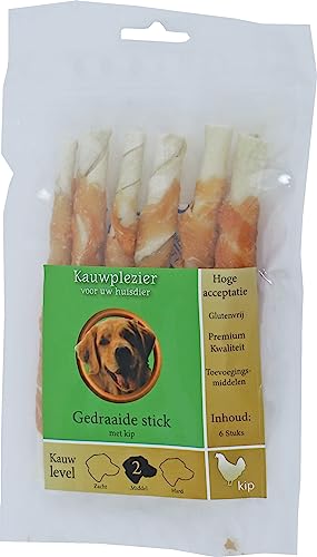 Natürliche Snacktasche mit 6 gedrehten Sticks 12cm Geschmack - Huhn von Boony