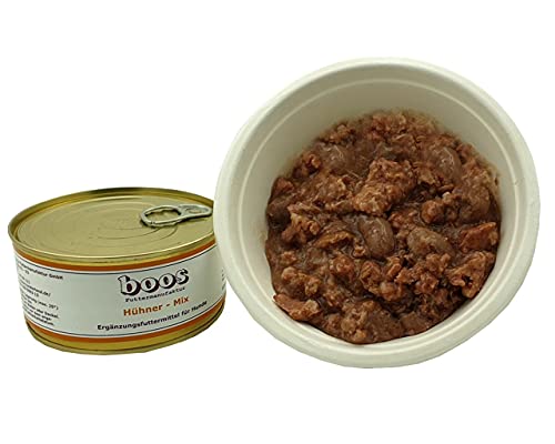 Boos Hühner Mix 6 x 300g I Ergänzungsfuttermittel für Hunde I Hundefutter Nassfutter I Hühnermägen Hühnerherzen Hühnerleber Barf von Boos