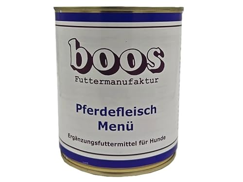 Boos Pferdefleisch Menü 800g Dose I Ergänzungsfuttermittel für Hunde und Katzen I 70% mageres Pferdefleisch, 30% Kartoffel von Boos