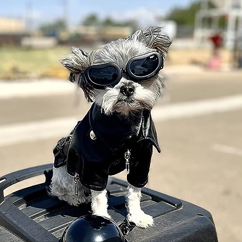 Hunde Sonnenbrille,2Pcs Haustier Sonnenbrille,Schutzbrille Für Hunde,Herzform Uv Schutzbrille,Verstellbare Winddicht Wasserdichter Antibeschlagbrille Für Kleine Hunde,Hunde Sonnenbrille(Schwarz+Blau) von Bootoow