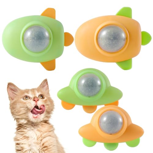 Katzenminze Ball,Bootoow 4 Stück Katzenminze Bälle Spielzeug Für Katzen Lecken, Katzenminze Wandroller Für Katzenlecken, Mit Aufbewahrungsdeckel Und Leistungsstarken Aufklebern, Katzenminze Balls von Bootoow