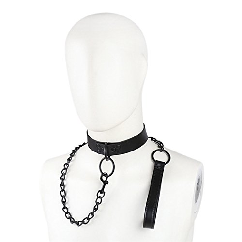 Boowhol Sex-Spielzeug Halsband Fetisch Fesseln Erotik Halsbänder Schwarzes Eisen-Ketten Halsband O-Ringe Leine -Punk Slave SM Fessel - BDSM Bondage sexy von Boowhol