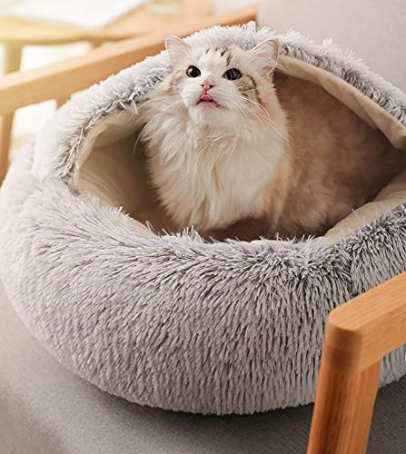 BoruisX Katzenschlafsack, Plüsch-Katzenbett, Decke, selbstwärmend, Katzensack, Haustierzelt, Höhle, weich, rutschfest, waschbares Katzenbett,Kaffee (kurzer Flor)-50cm von BoruisX