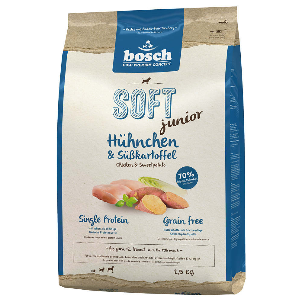 bosch Soft Junior Hühnchen & Süßkartoffel - Sparpaket: 3 x 2,5 kg bosch Soft Junior Hühnchen & Süßkartoffel - Sparpaket: 3 x 2,5 kg von Bosch HPC Soft