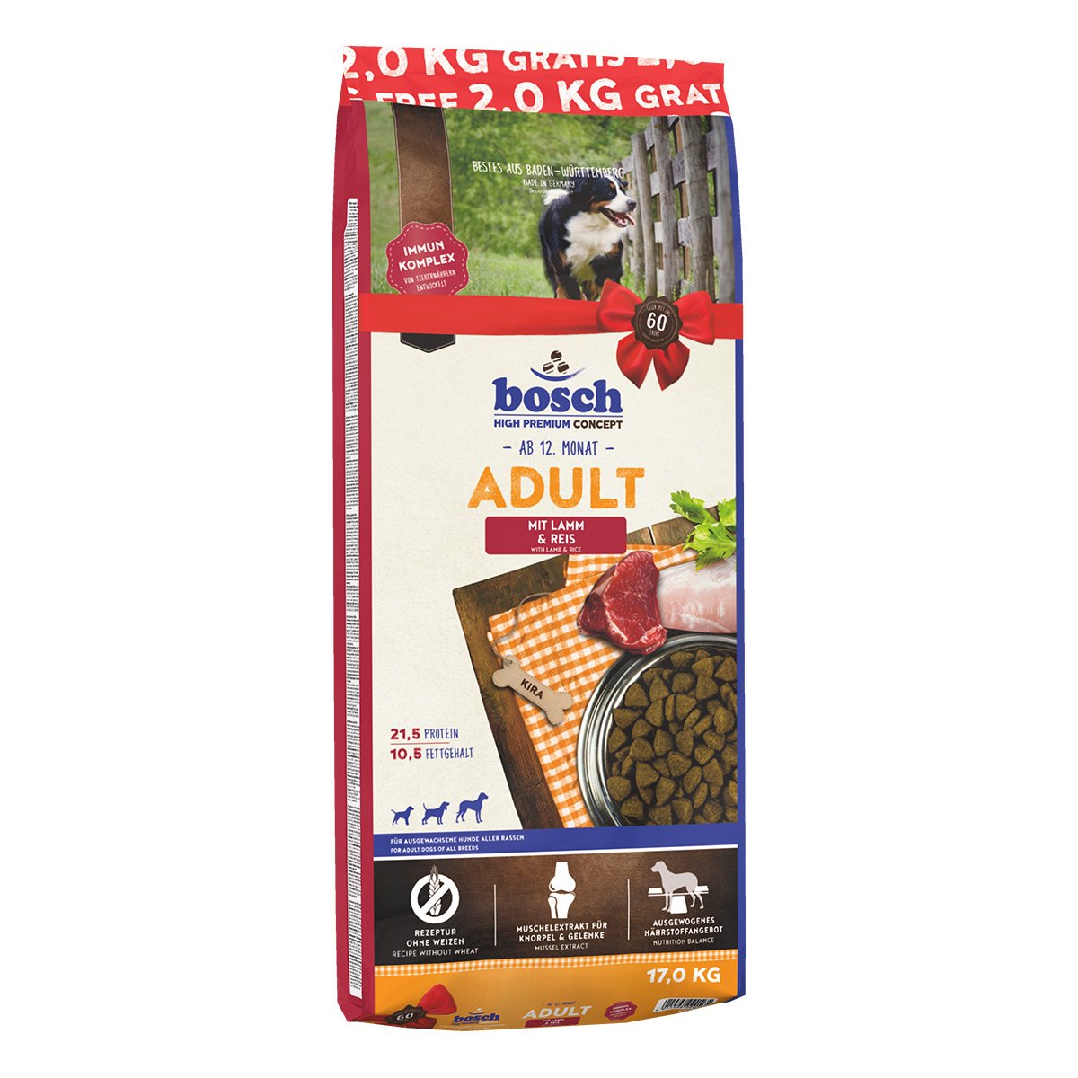 Bosch Adult Lamm & Reis 15kg + 2kg GRATIS Bosch Adult Lamm & Reis 15kg + 2kg GRATIS von Bosch