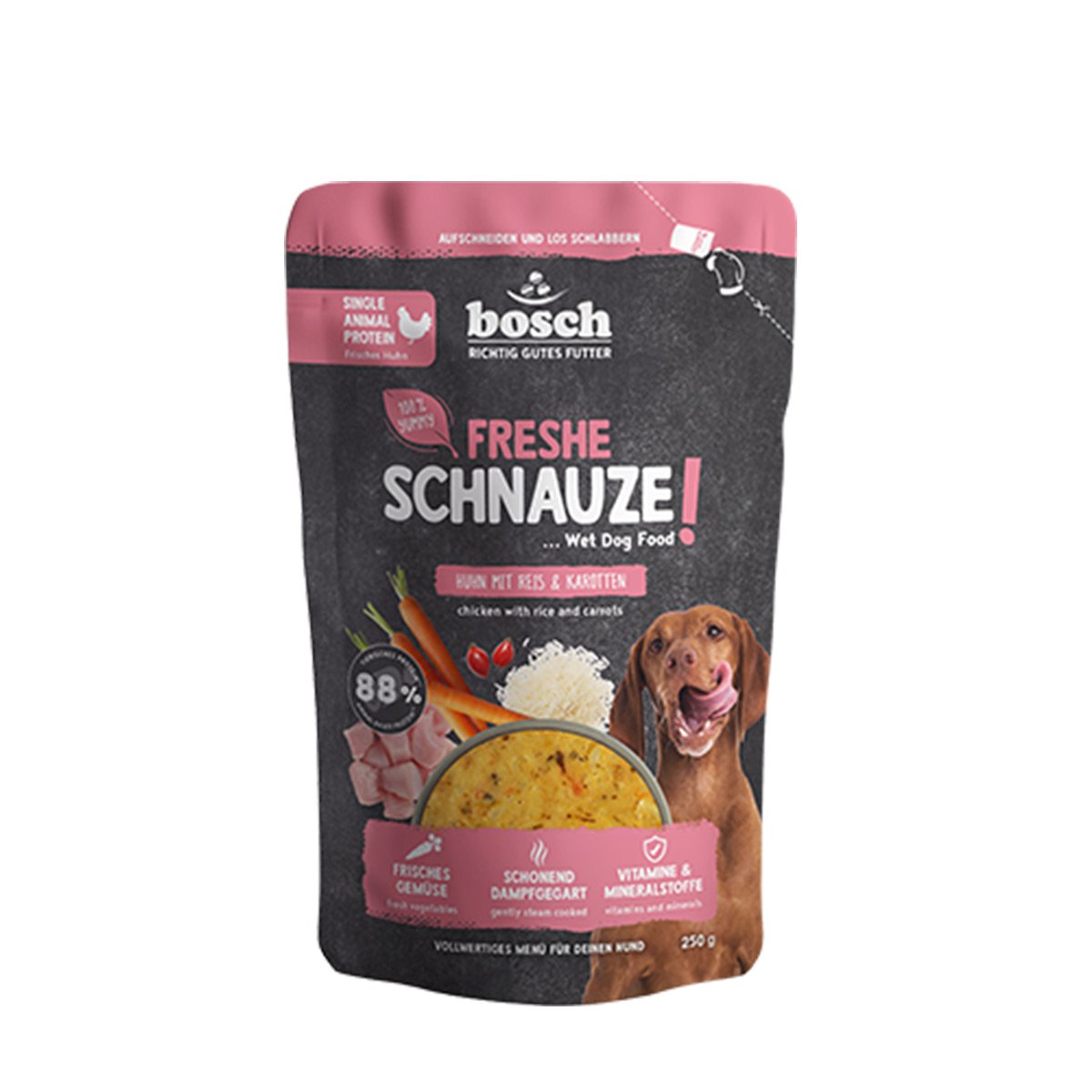 Bosch Freshe Schnauze Huhn mit Reis & Karotten 8x250 g Bosch Freshe Schnauze Huhn mit Reis & Karotten 8x250 g von Bosch