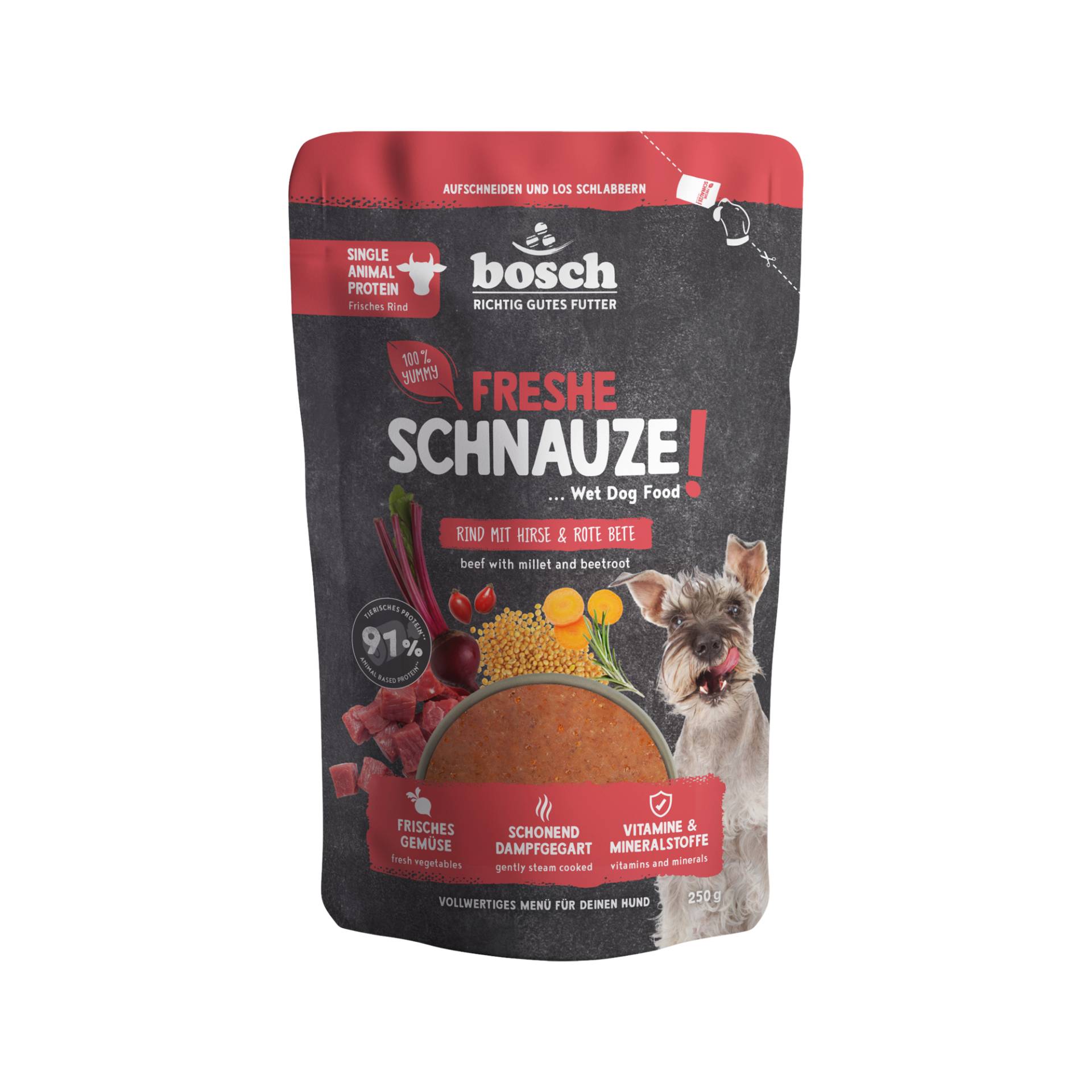 Bosch Freshe Schnauze - Rind, Hirse & Rote Bete - 8 x 250 g von Bosch