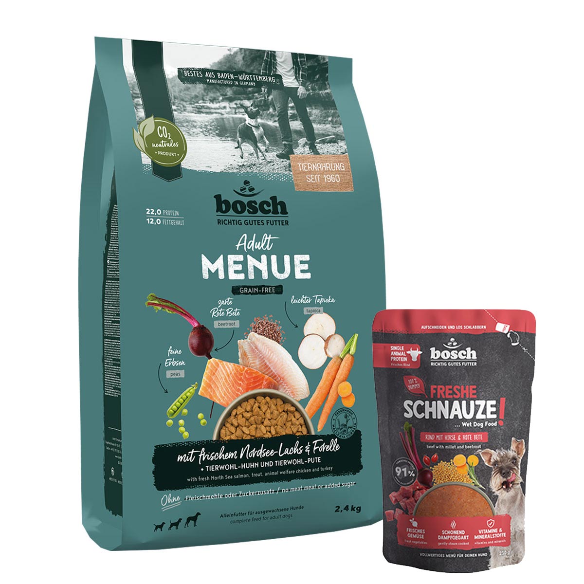 Bosch HPC MENUE Nordsee-Lachs 2,4 kg + Freshe Schnauze 250 g gratis Bosch HPC MENUE Nordsee-Lachs 2,4 kg + Freshe Schnauze 250 g gratis von Bosch