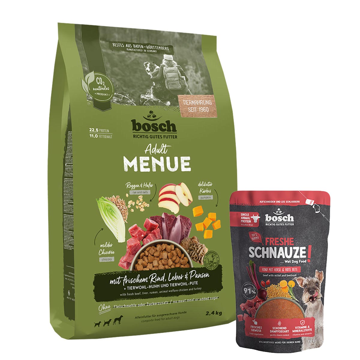 Bosch HPC MENUE frisches Rind 2,4 kg + Freshe Schnauze Rind 250 g gratis Bosch HPC MENUE frisches Rind 2,4 kg + Freshe Schnauze Rind 250 g gratis von Bosch