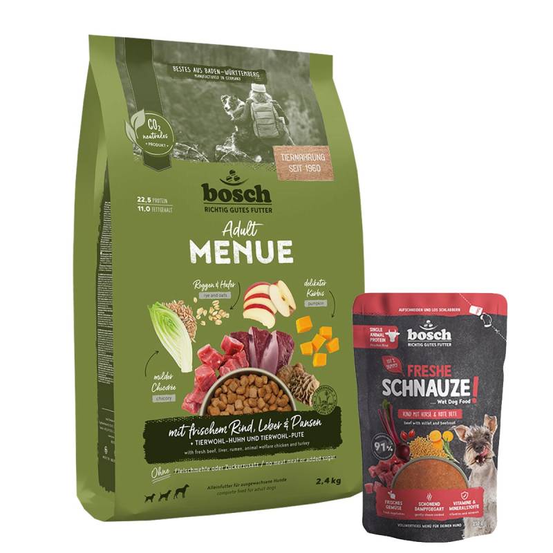 Bosch HPC MENUE frisches Rind 2,4 kg + Freshe Schnauze Rind 250 g gratis Bosch HPC MENUE frisches Rind 2,4 kg + Freshe Schnauze Rind 250 g gratis von Bosch