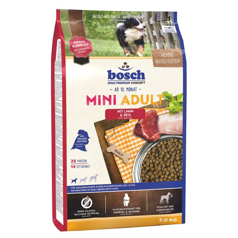Bosch Hundefutter Mini Adult Lamm & Reis 3kg Bosch Hundefutter Mini Adult Lamm & Reis 3kg von Bosch