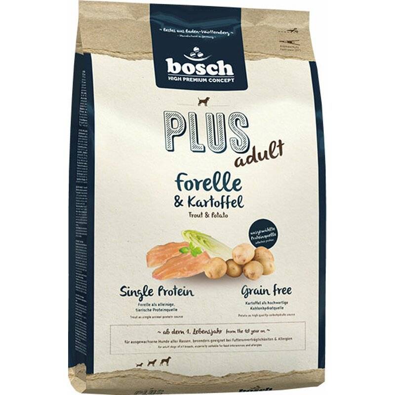 Bosch PLUS Forelle & Kartoffel 1 kg (MHD: 04/24) (6,39 € pro 1 kg) von Bosch