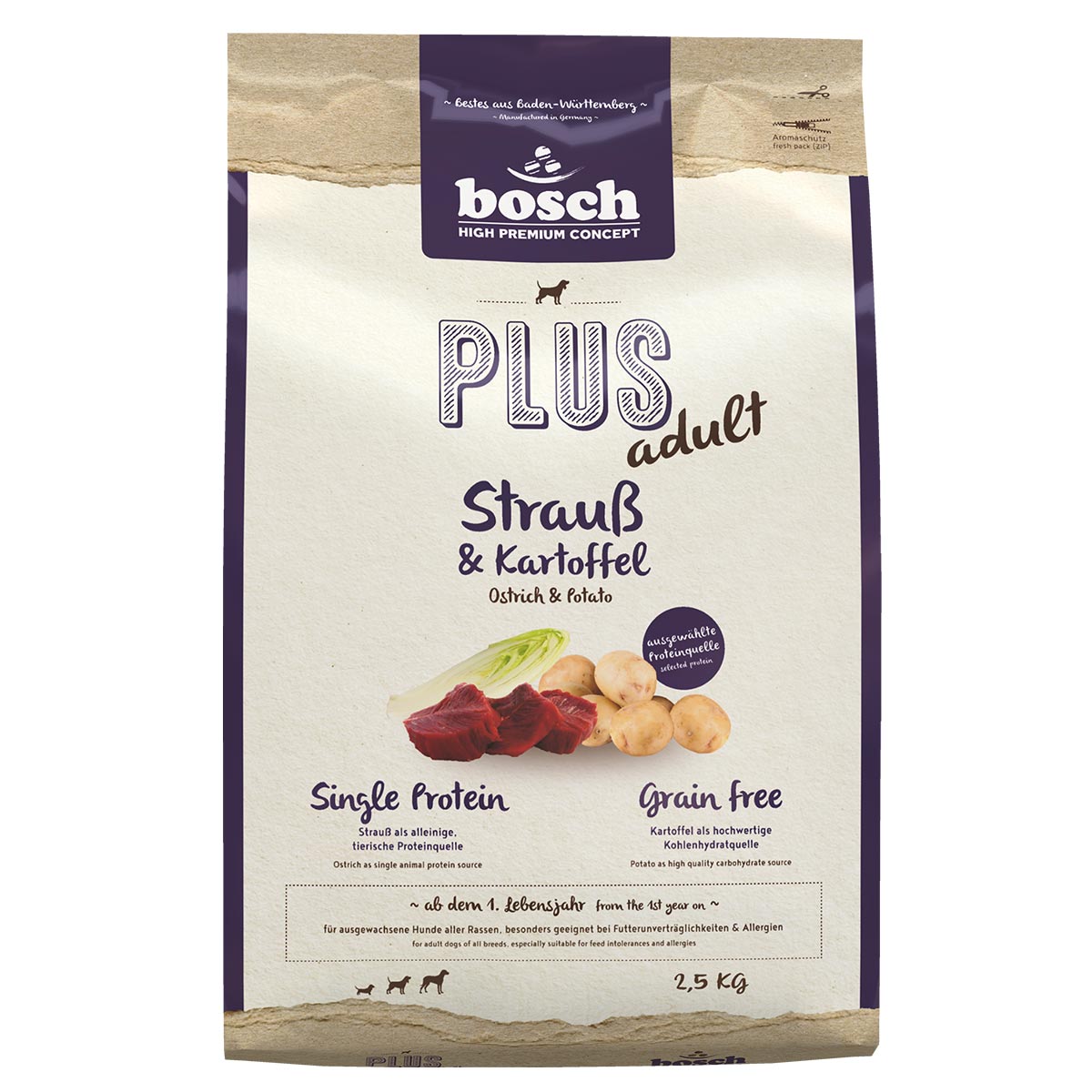 Bosch PLUS Hunde-Trockenfutter Strauß & Kartoffel 2,5kg Bosch PLUS Hunde-Trockenfutter Strauß & Kartoffel 2,5kg von Bosch