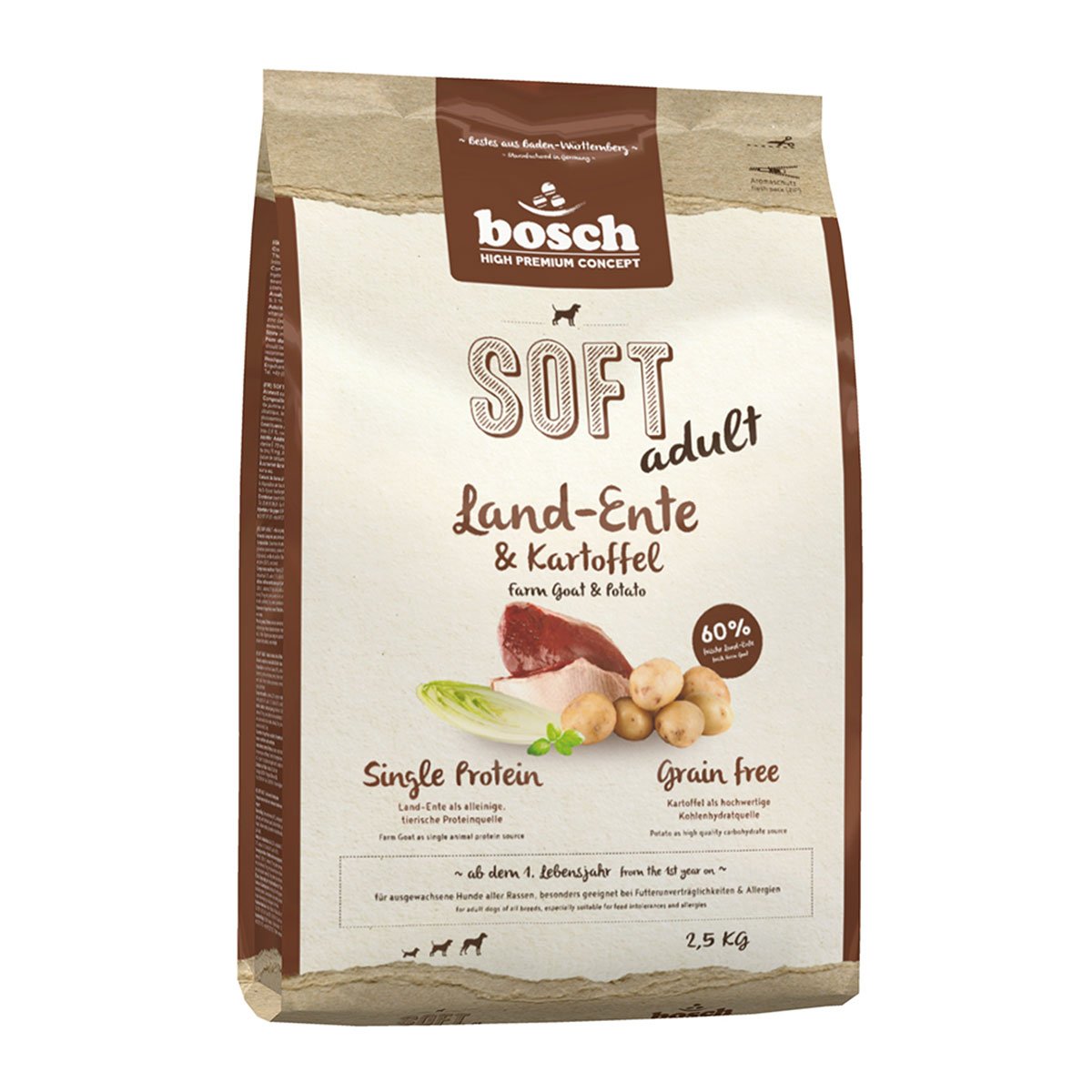 Bosch SOFT Hunde-Trockenfutter Land-Ente & Kartoffel 2,5kg von Bosch