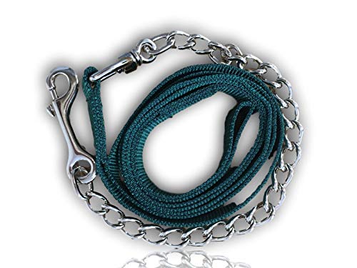 Bosco Hundeleine mit Metallkette | für Hundetraining | Nylon Handgriff | bissfest| geeignet für große, mittlere & kleine Hunde | Länge 2,10 m (Dunkelgrün) von Bosco