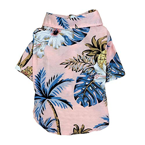 Bosixty Dogs Sleeve Clothing,Pet Summer Hawaii Beach Flower Shirt, Cat Dog Coats, Puppy Overalls Thin Short Coconut Tree von Bosixty
