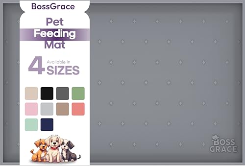 BossGrace Hundefuttermatte – 61 x 38,1 cm, große Silikon-Haustierfuttermatte, erhöhte Kanten, Hundematte für Futter und Wasser, verhindert Verschütten, wasserdichte Katzenfuttermatte für Böden, leicht von BossGrace