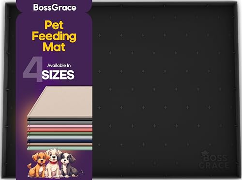 BossGrace XL-Hundefuttermatte, Allzweck-Silikon-Haustierfuttermatte, Katzenstreu-Matte, Unterbeckenmatte, erhöhte Kanten, Hundematte für Futter und Wasser, verhindert Verschütten, wasserdichte von BossGrace